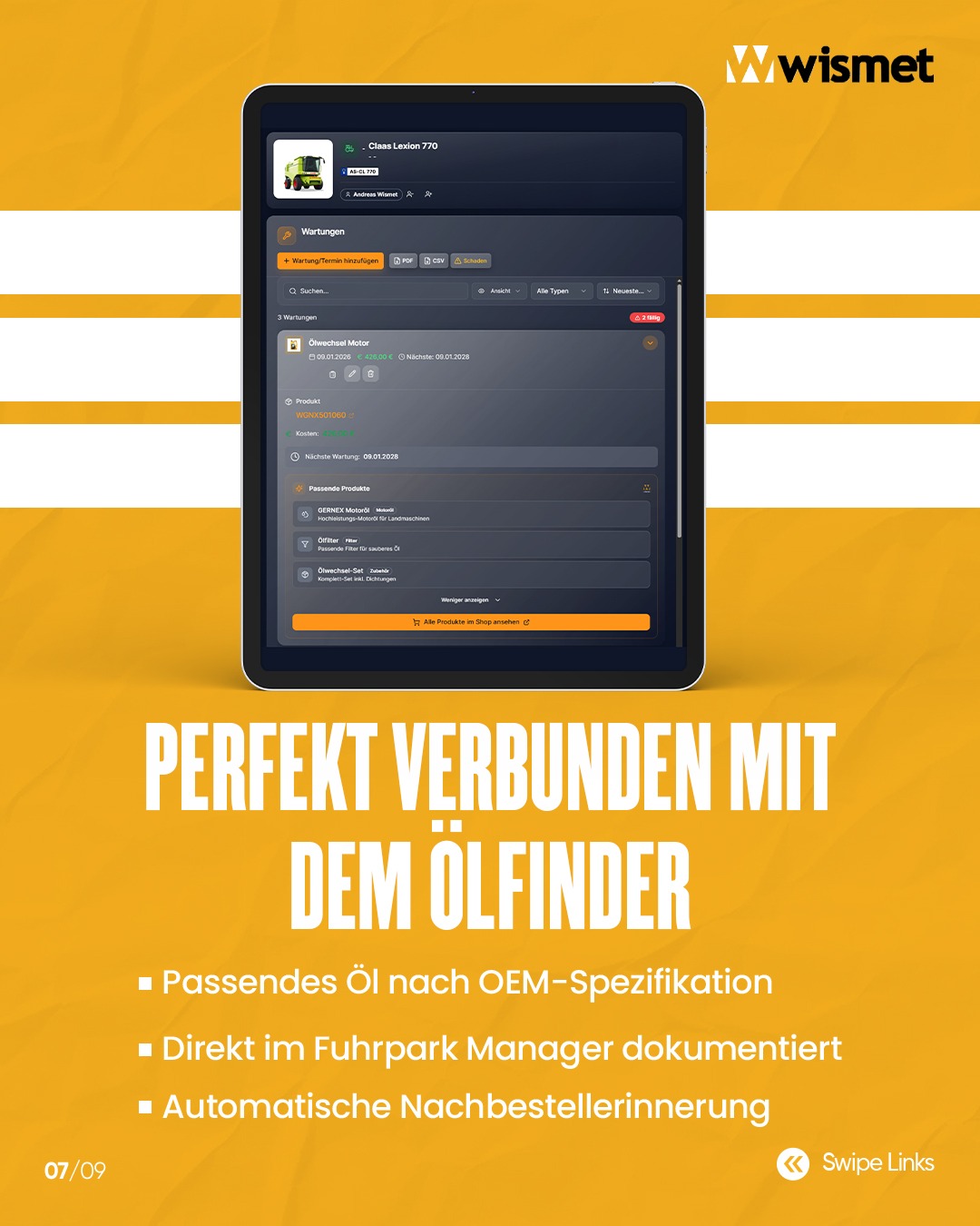 Perfekt verbunden mit dem Ölfinder